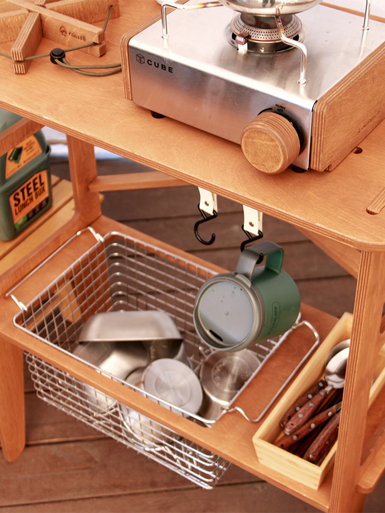 홀러 캠핑 선반 우드쉘프+와이어바스켓