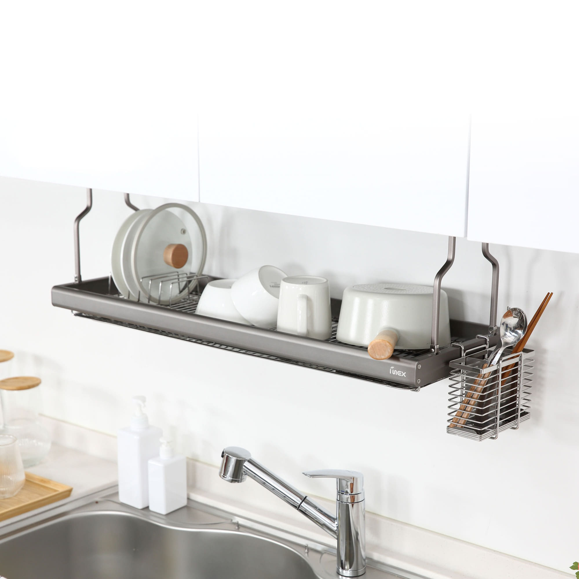 아이넥스 부착식 매크로 알루미늄 싱크 선반 식기건조대 800 주방인테리어