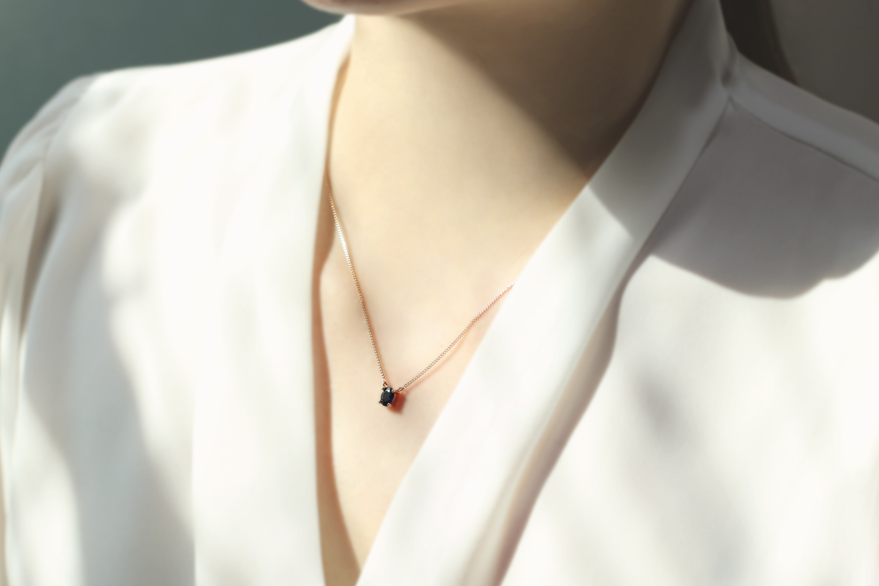 딤플 ﻿14K,18K 천연 5부 블루 사파이어 목걸이 - 상세 이미지 4