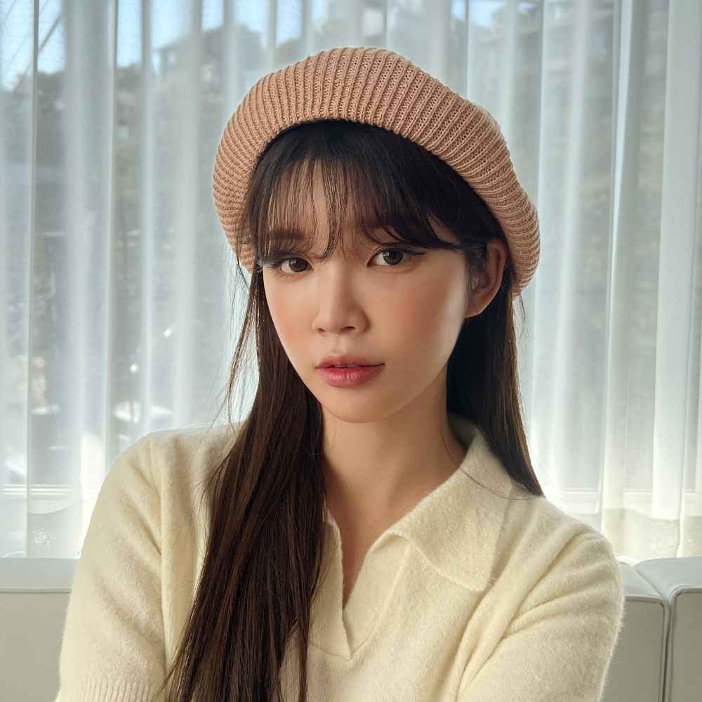 여름 꼭지 린넨 니트 베레모 여자 빵모자 이미지 7