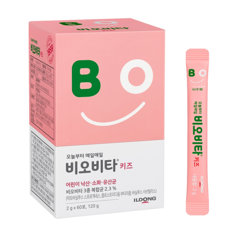일동생활건강  비오비타 키즈 딸기맛 유산균 낙산균 프로바이오틱스 60포 - 상품 이미지