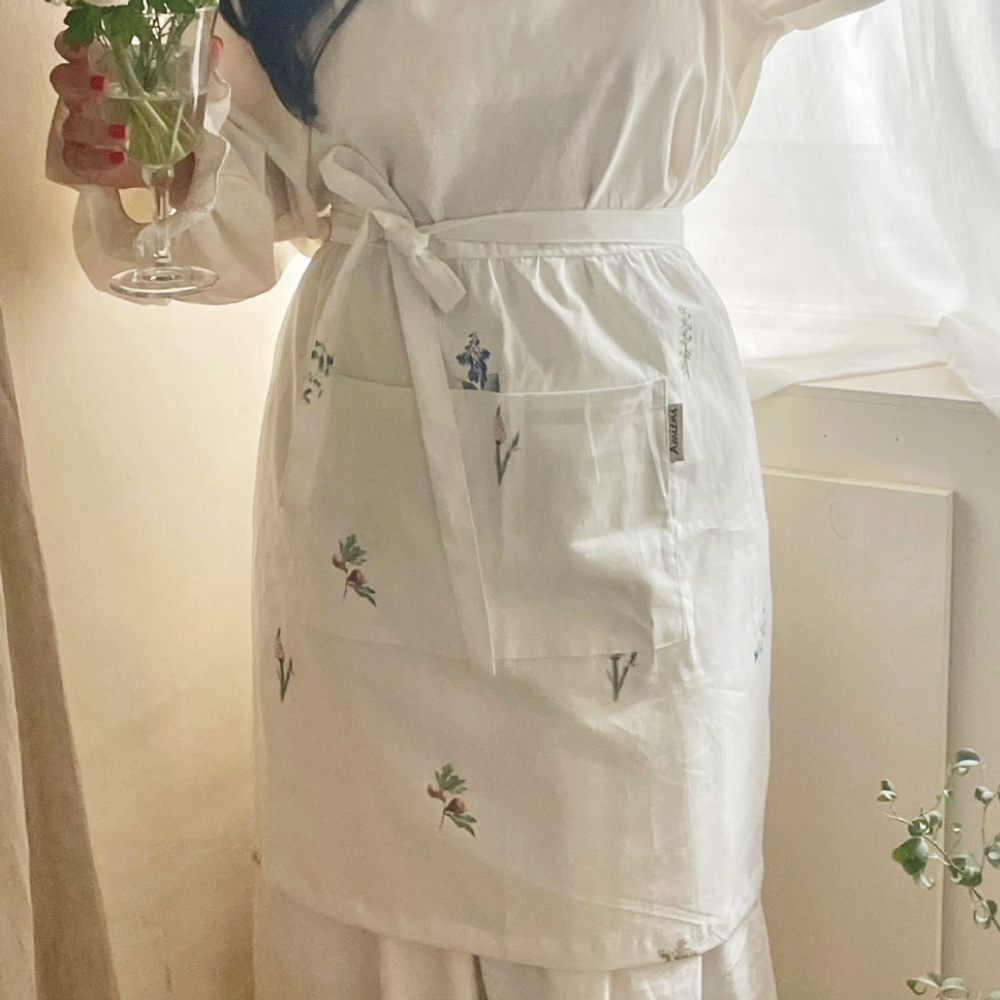 아미앙스 원피스 하프 린넨앞치마 카페 예쁜 마들렌 어린이집 에이프런 - 상품 이미지