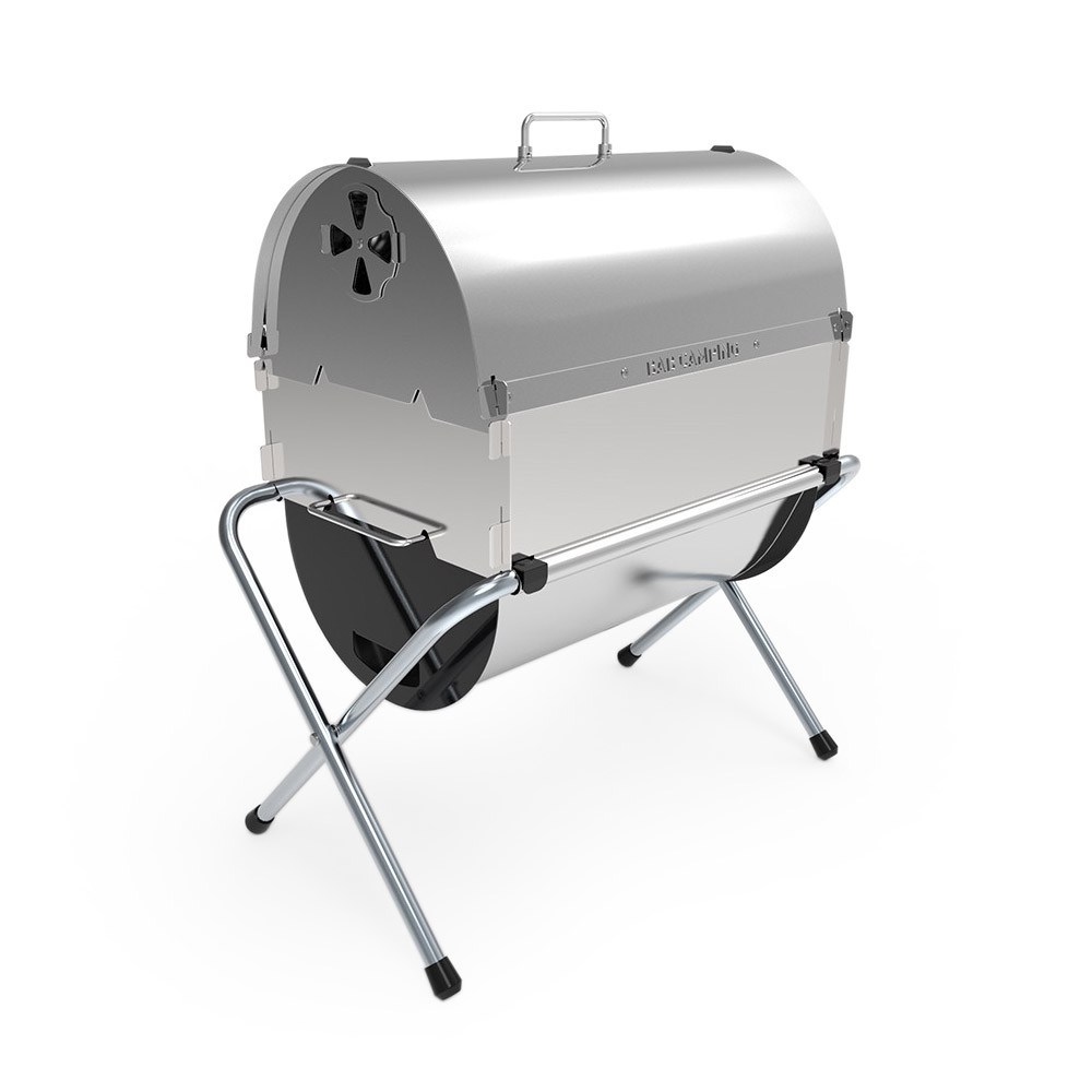 밥캠핑 밥오븐 비어캔 치킨 훈제 삼겹 BBQ 스모커 바베큐 스텐 접이식 뚜껑 - 상세 이미지 5