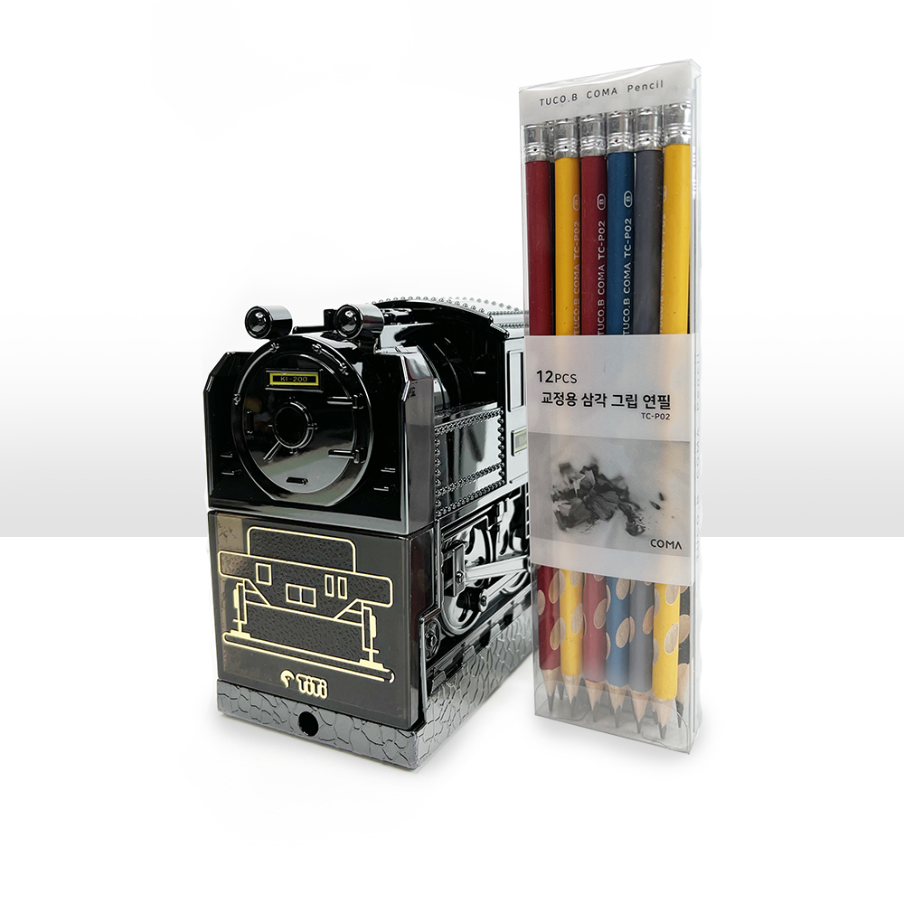 하이샤파 블랙 에디션 연필깎이 KI-200B+투코비 코마 교정연필 TC-P02 B 12개입