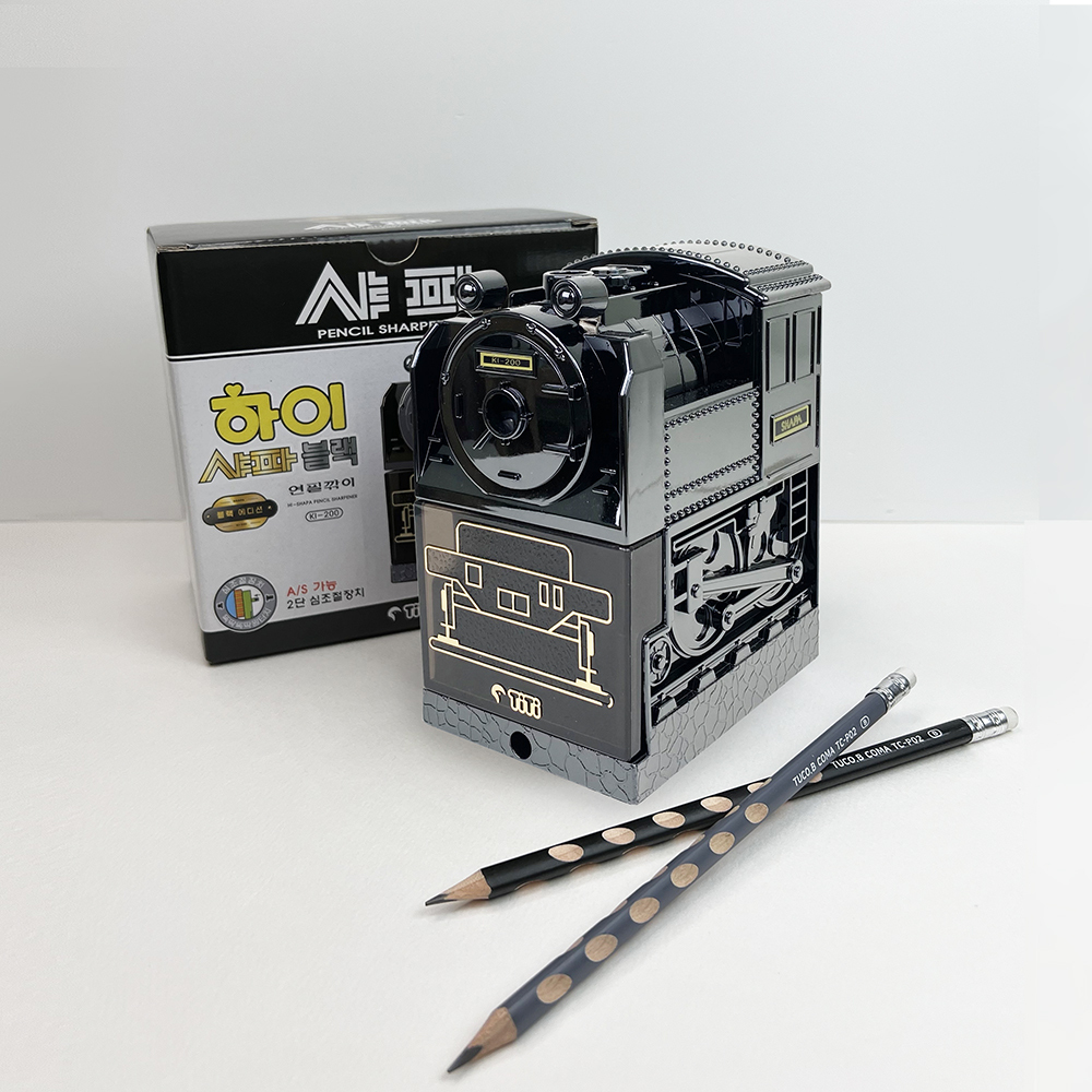 하이샤파 블랙 에디션 연필깎이 KI-200B+투코비 코마 교정연필 TC-P02 B 12개입