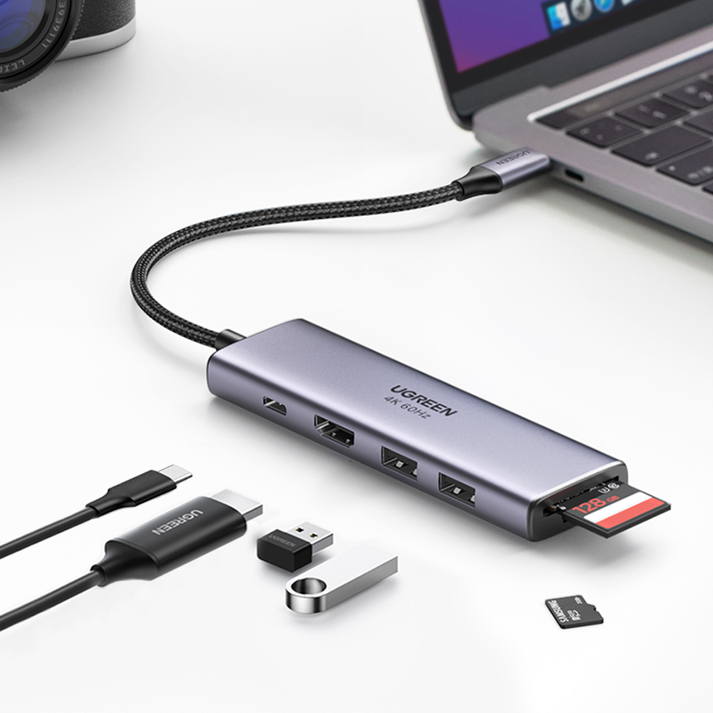 유그린 6in1 C타입 HDMI 4K 60Hz 지원 멀티허브, CM511 - 상세 이미지 2