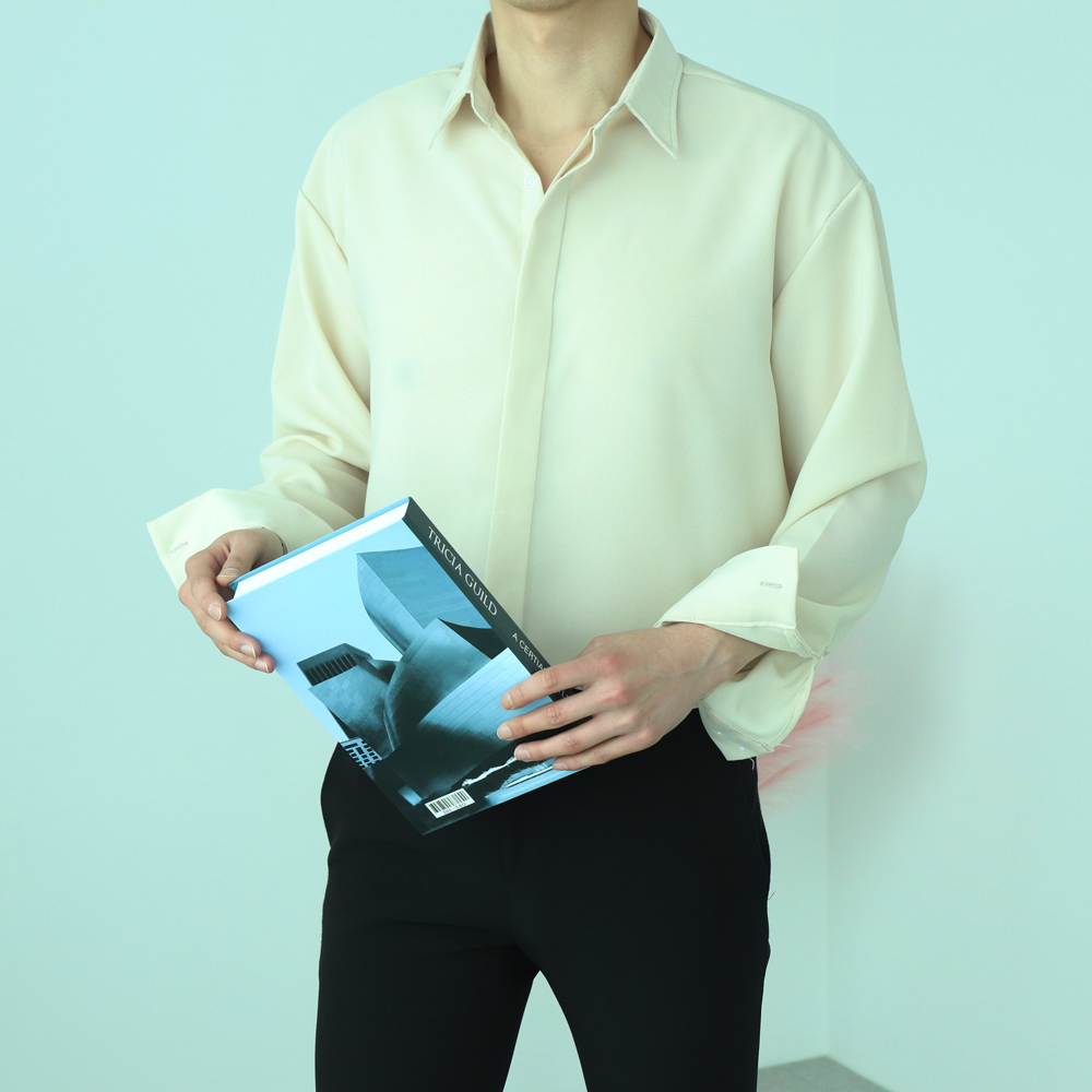 남자린넨셔츠 남자셔츠 링클프리 실크 오버핏남방 - 상세 이미지 5
