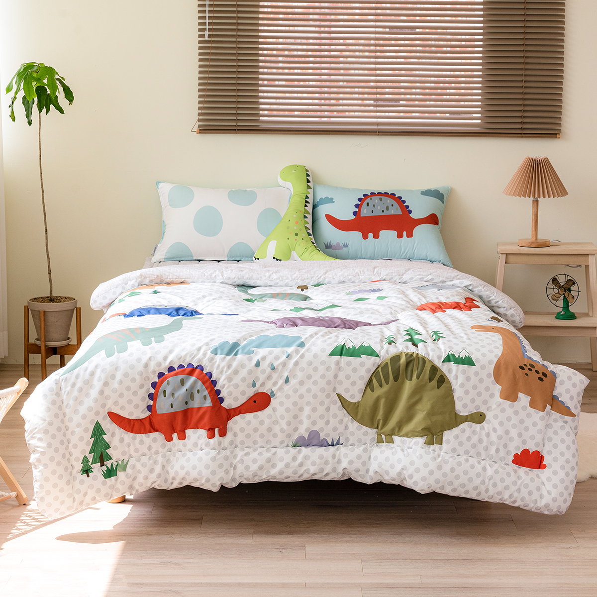 키즈 알러지케어 간절기 손자수 차렵이불 패드세트 디노 (공룡), S.SS(싱글.슈퍼싱글겸용)