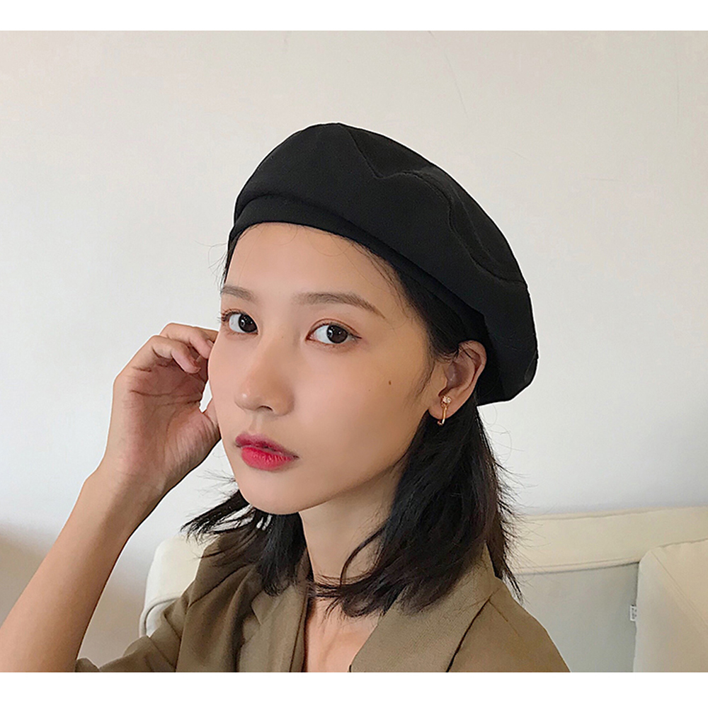 베이직 무지 기본 여자 베레모 모자 - 상세 이미지 4