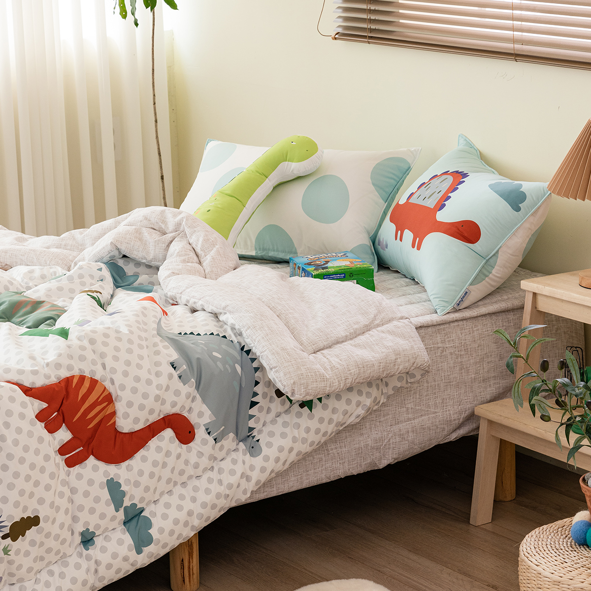 키즈 알러지케어 간절기 손자수 차렵이불 패드세트 디노 (공룡), S.SS(싱글.슈퍼싱글겸용)