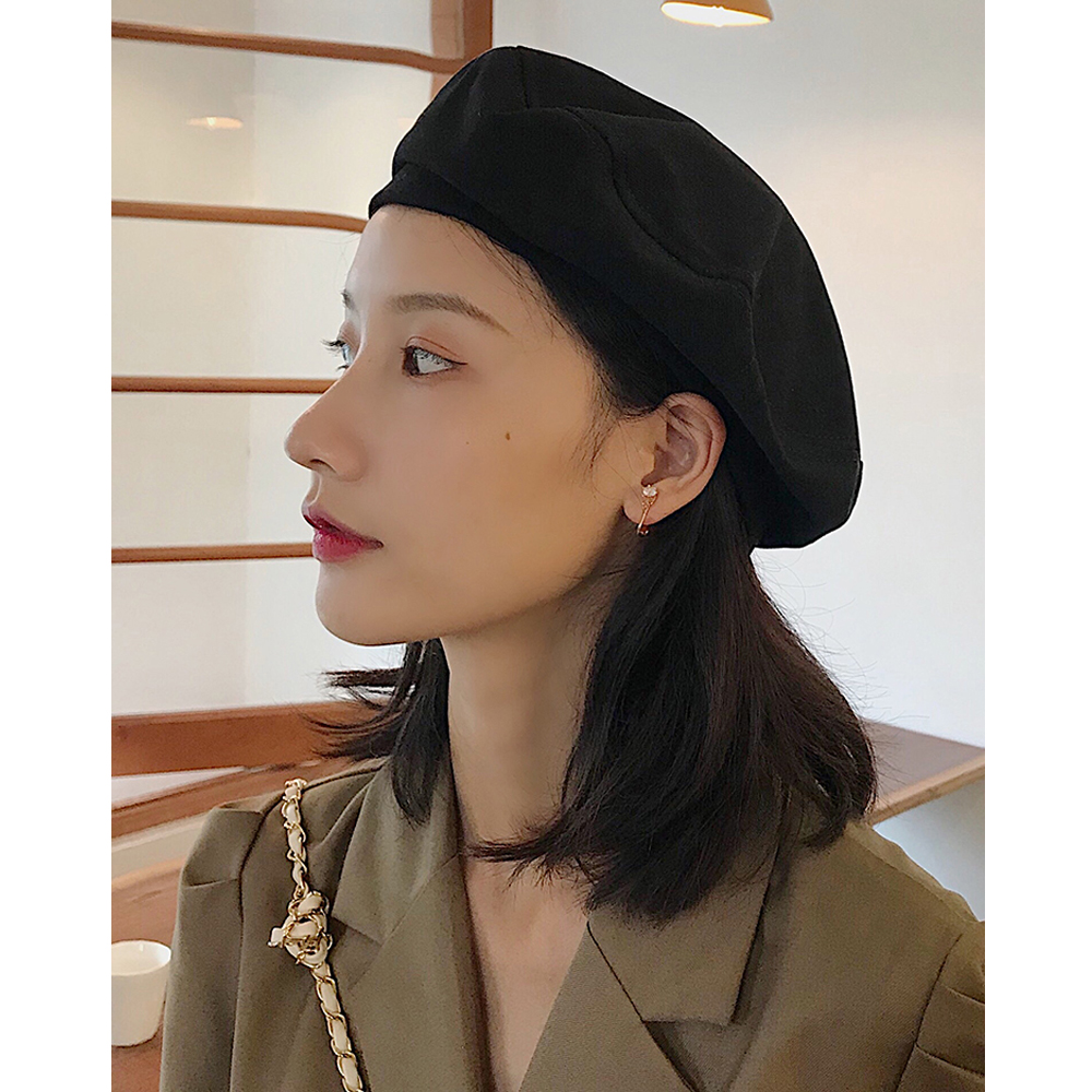베이직 무지 기본 여자 베레모 모자 이미지 7