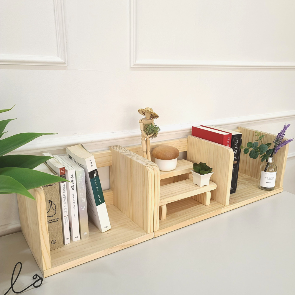 모어우드 책상책꽂이 원목 간이 정리함 미니 책꽂이 1단 2단