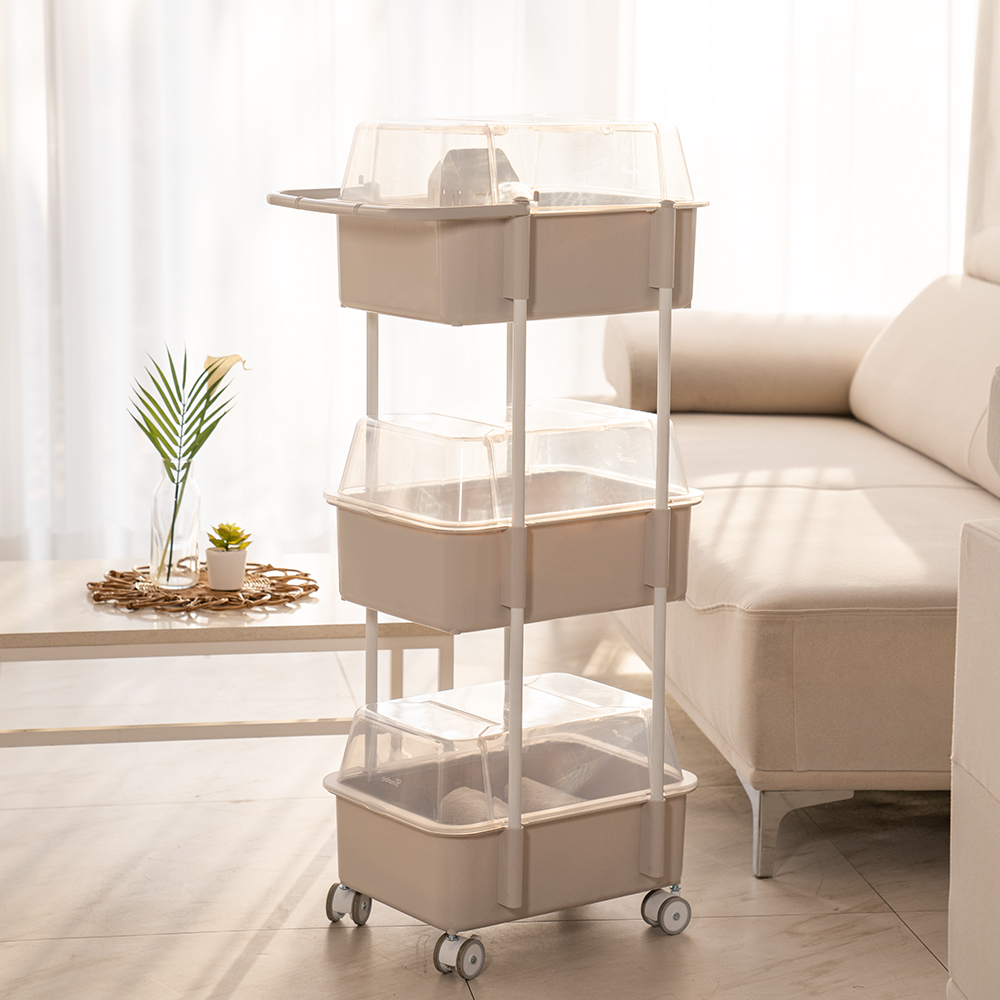 뉴코코맘 2세대 기저귀정리함 3단 캡2 아기트롤리 신생아 보관함