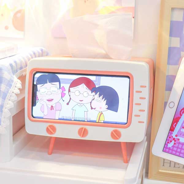 두루마리 휴자케이스 티슈커버 직사각형 레트로 TV 핸드폰 거치대 - 상세 이미지 2