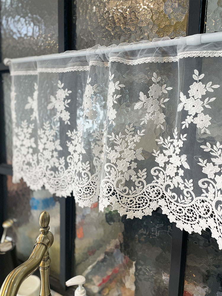 들꽃 자수 주방 바란스 카페창 커튼