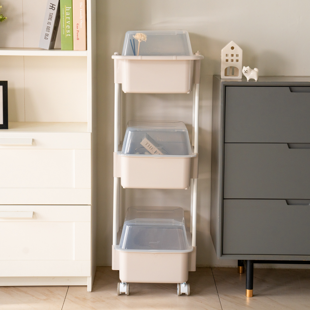 뉴코코맘 2세대 기저귀정리함 3단 캡2 아기트롤리 신생아 보관함