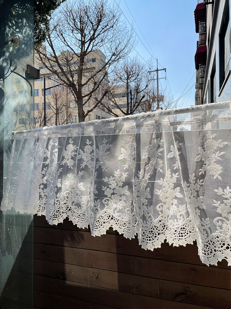 들꽃 자수 주방 바란스 카페창 커튼