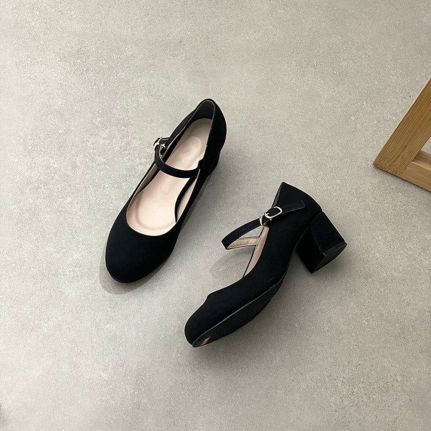 베이직스타일 둥근코 버클 스트랩 메리제인 미들힐 5cm 상세 이미지 21