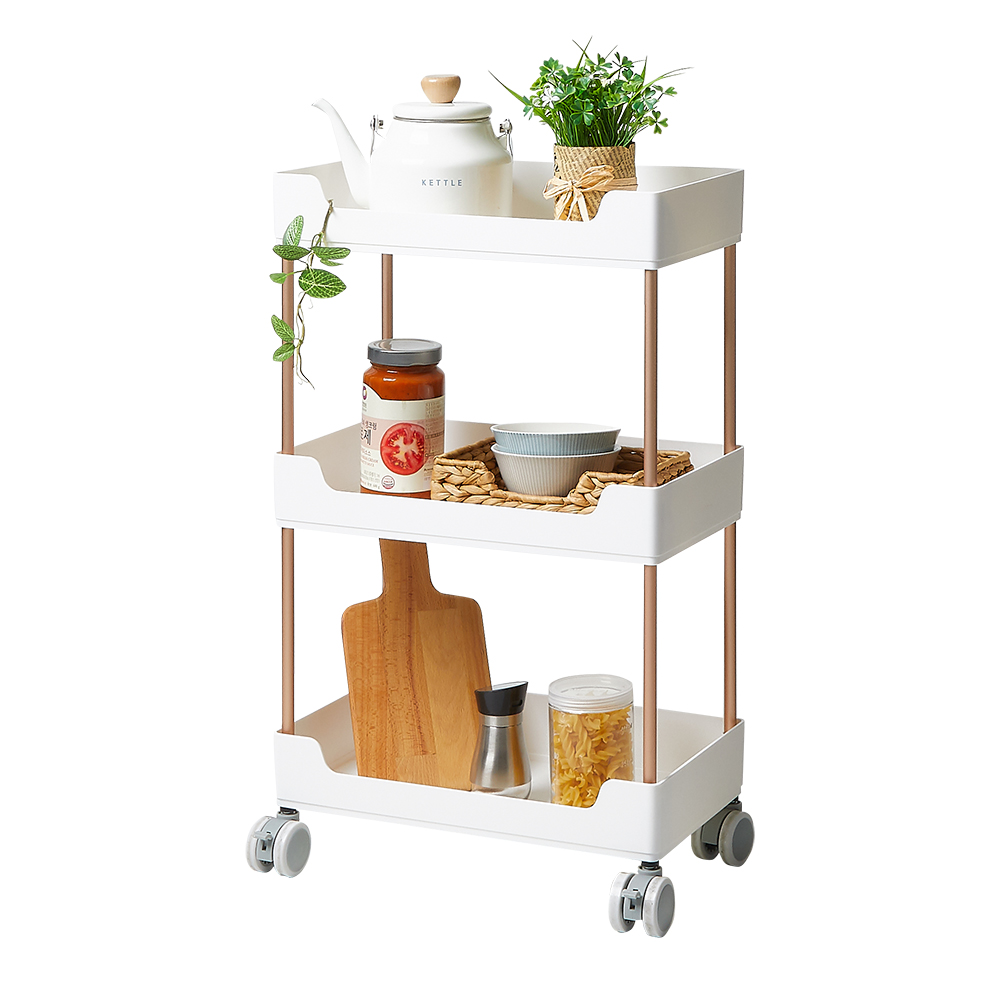 할메이드 이동식 틈새 플라스틱 트롤리 선반 바퀴달린 수납장 3단