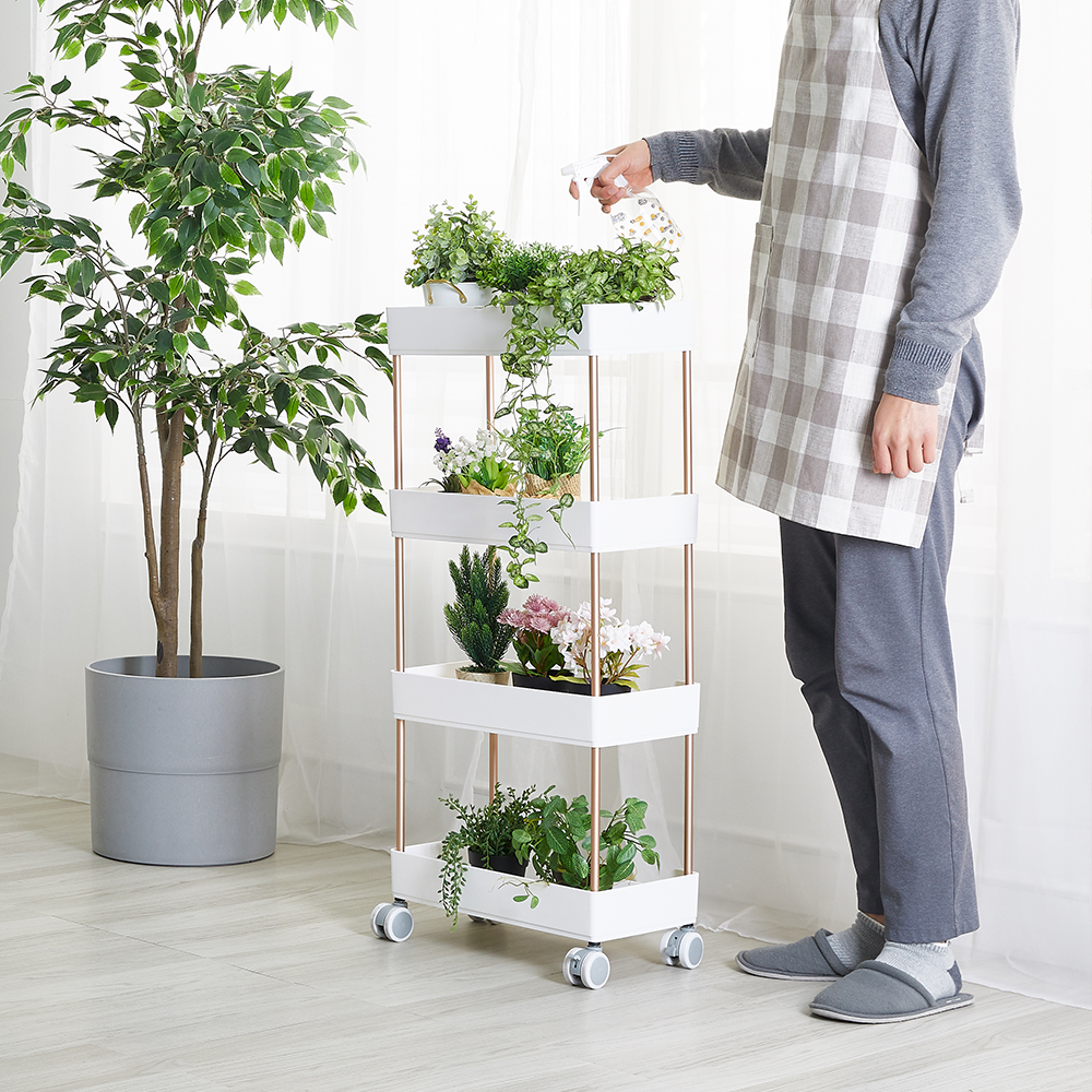 할메이드 이동식 틈새 플라스틱 트롤리 선반 바퀴달린 수납장 4단