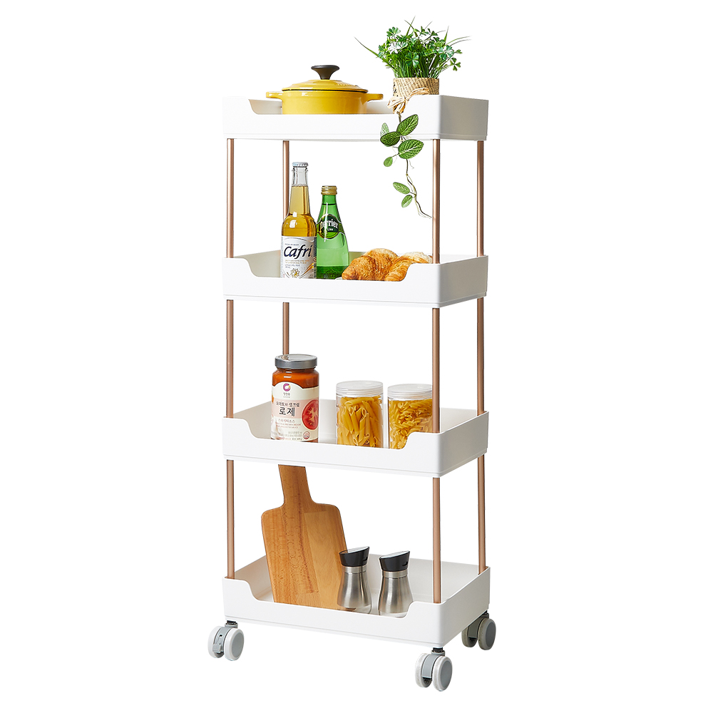 할메이드 이동식 틈새 플라스틱 트롤리 선반 바퀴달린 수납장 4단