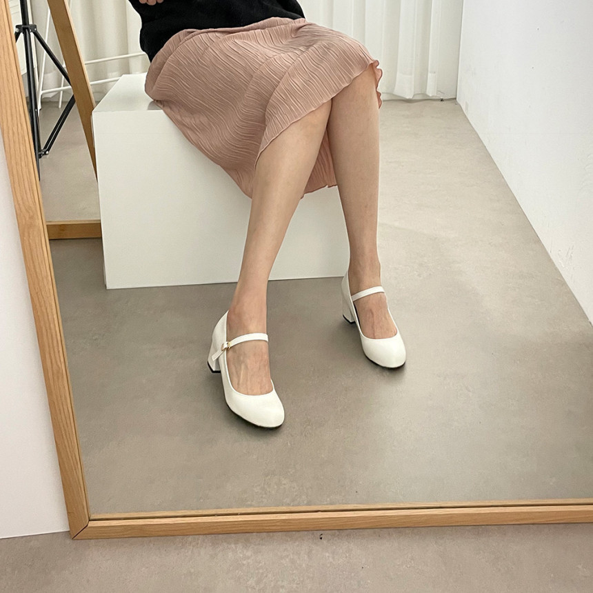 베이직스타일 둥근코 버클 스트랩 메리제인 미들힐 5cm 상세 이미지 34