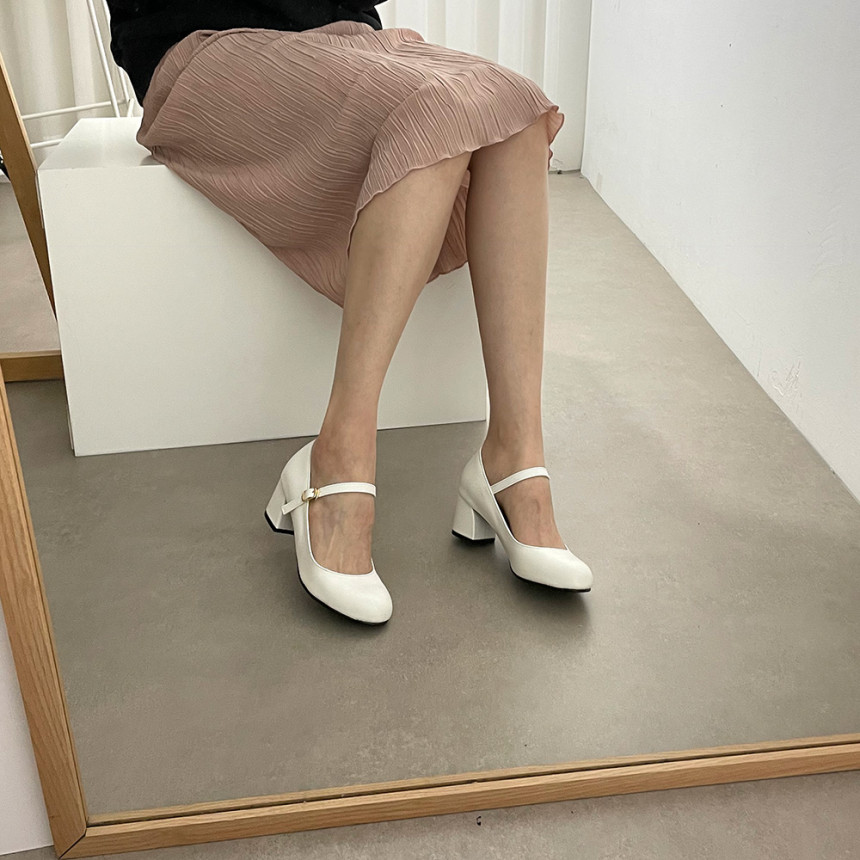 베이직스타일 둥근코 버클 스트랩 메리제인 미들힐 5cm 상세 이미지 35