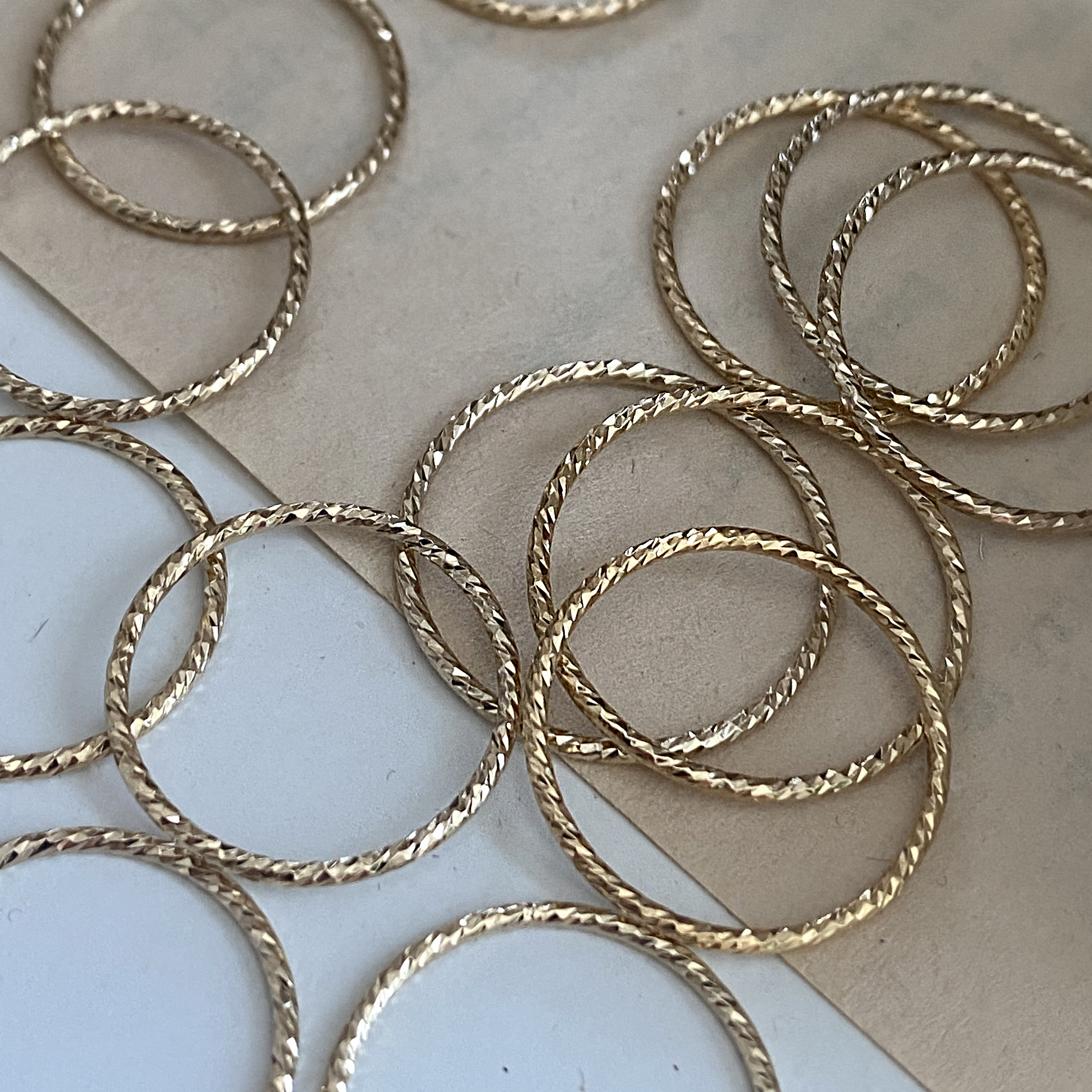 14k 실반지 컷팅 레이어드 가드링 열손가락 골드 우정반지 골드필드 10k st