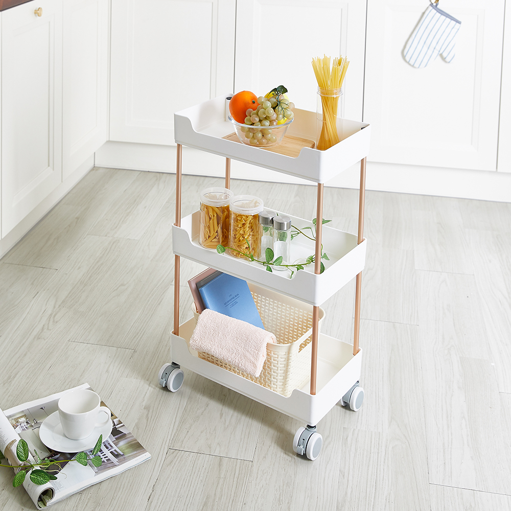 할메이드 이동식 틈새 플라스틱 트롤리 선반 바퀴달린 수납장 3단
