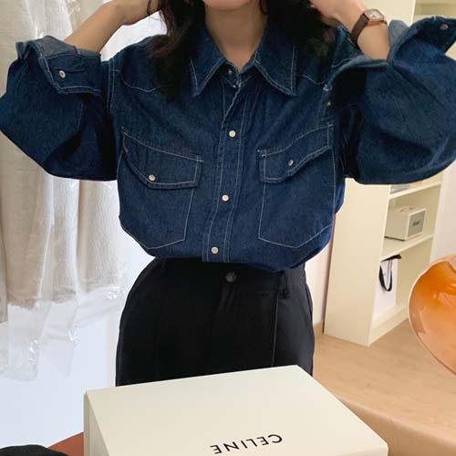 버디 빈티지 데님 청남방 셔츠 이미지 2