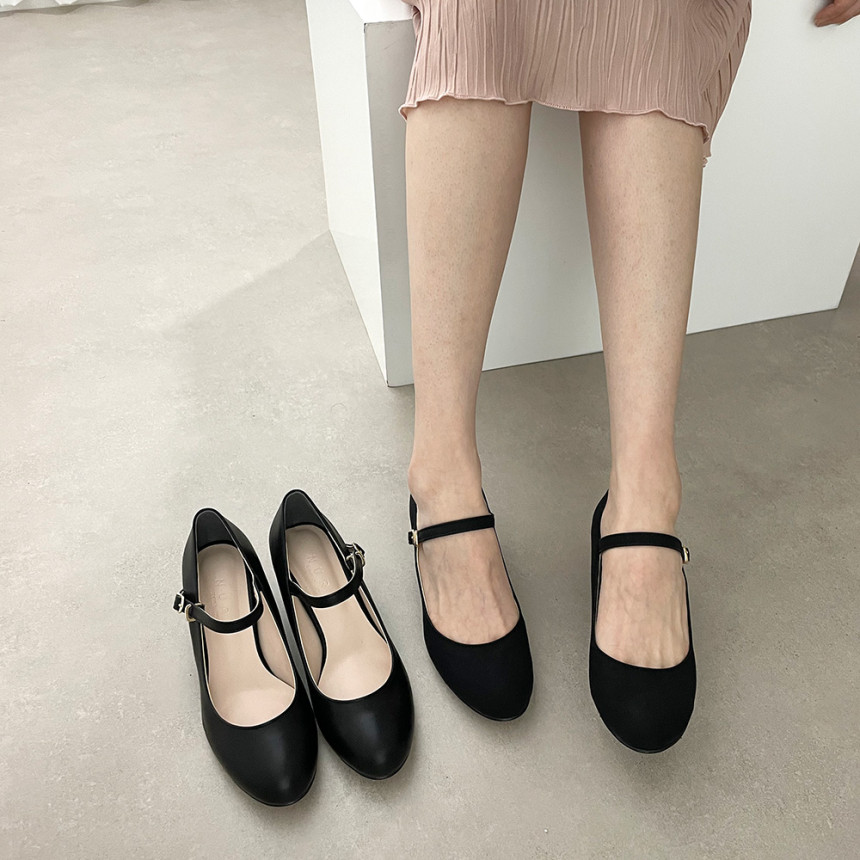 베이직스타일 둥근코 버클 스트랩 메리제인 미들힐 5cm 상세 이미지 33