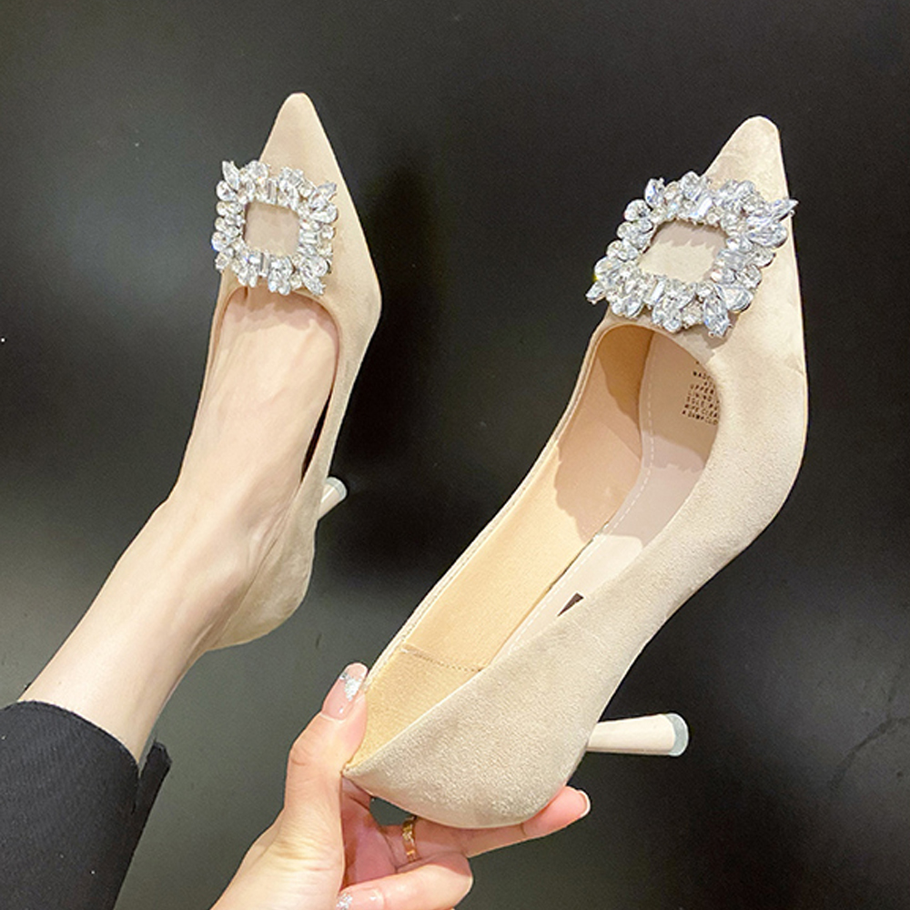 (당일배송) 브루나 7cm 스틸레토 큐빅 펌프스 구두 힐 1color : 시크치노
