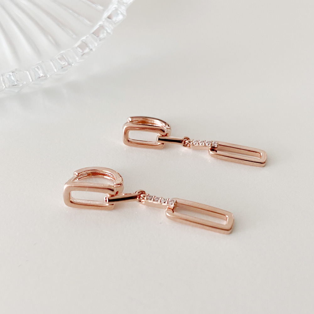 14K골드필드침 클라라 클립체인 드롭 원터치 금침귀걸이