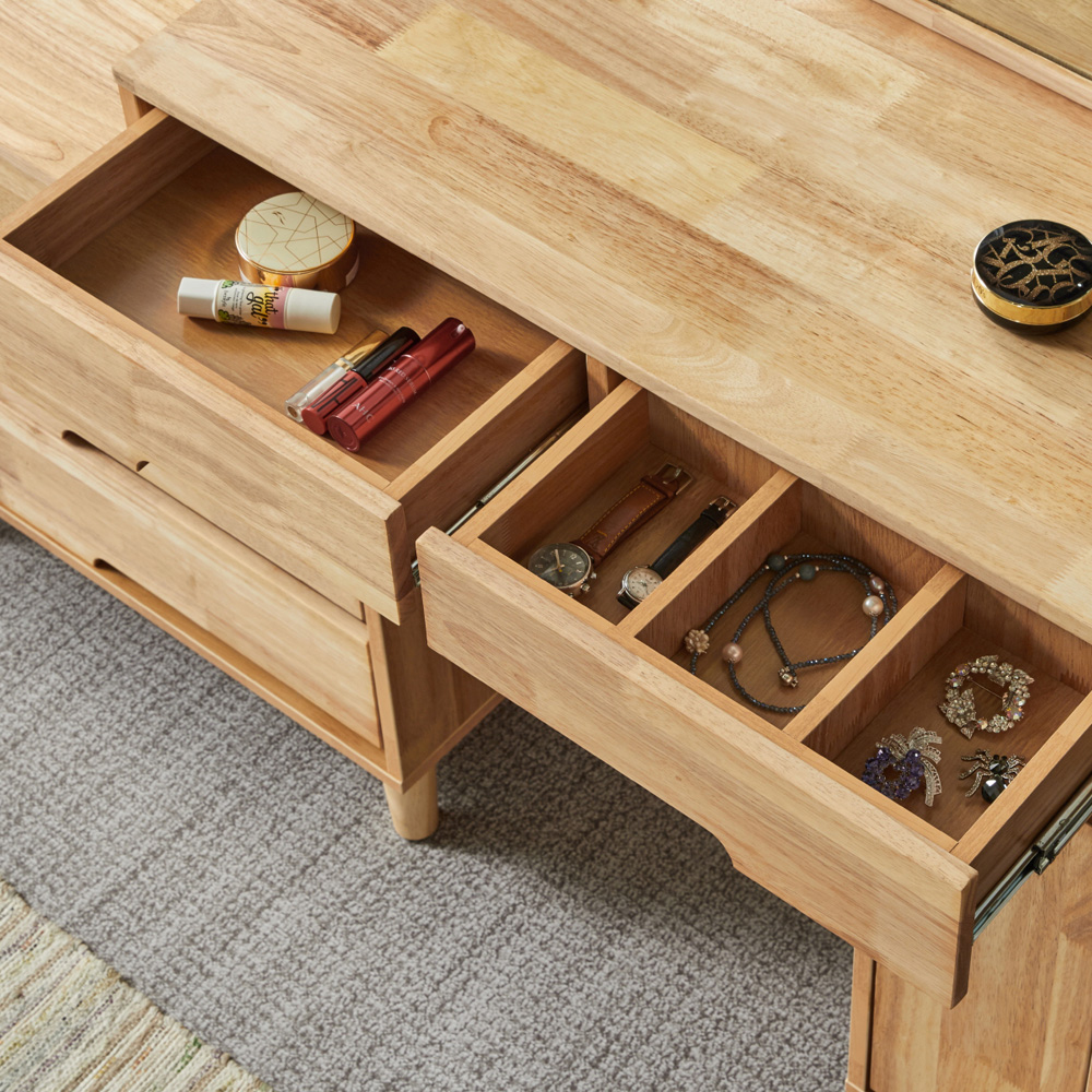 엘레나 확장형 수납 원목 화장대 서랍장 브라운