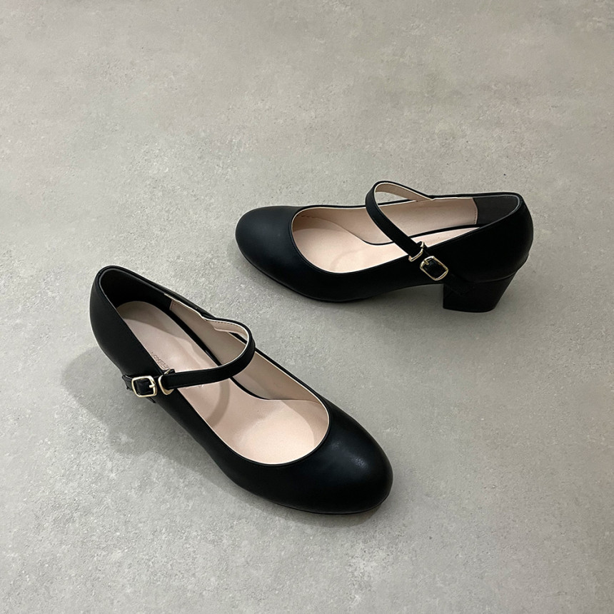 베이직스타일 둥근코 버클 스트랩 메리제인 미들힐 5cm 상세 이미지 20