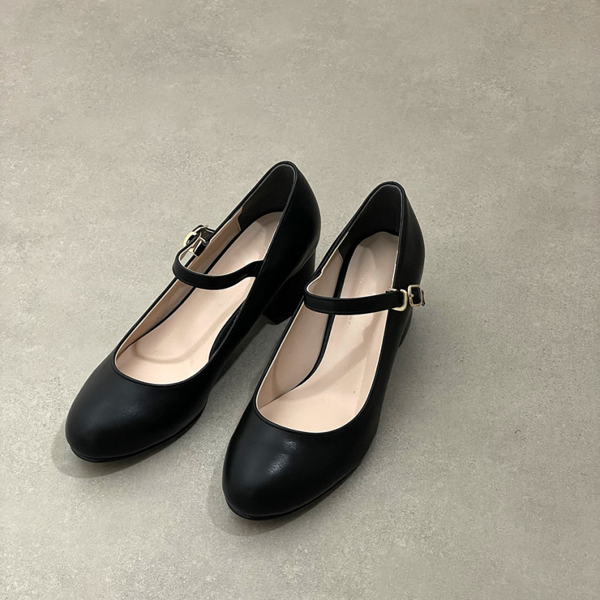 베이직스타일 둥근코 버클 스트랩 메리제인 미들힐 5cm 상세 이미지 17