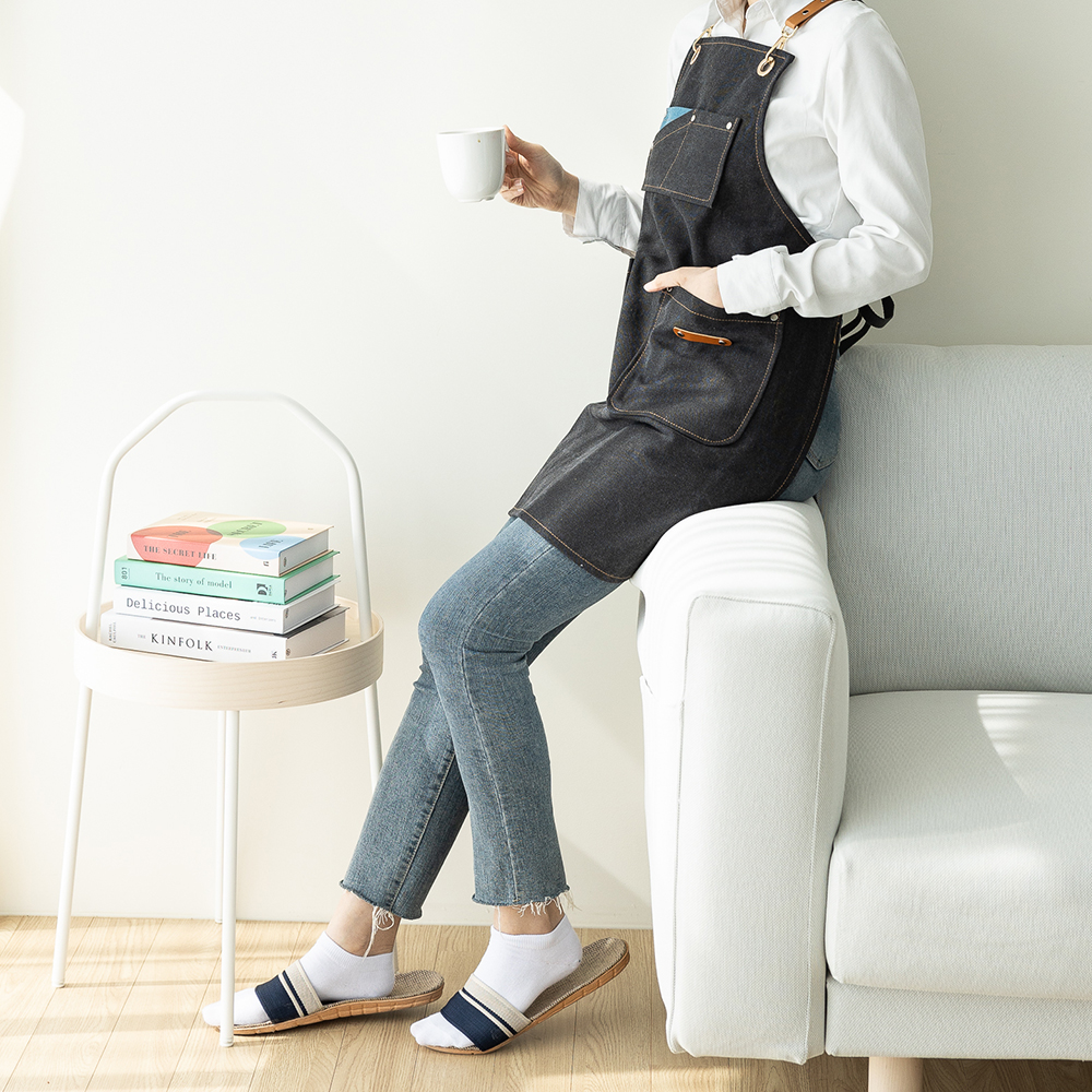 할메이드 바리스타 데님 카페 공장 공방 화방 방수 앞치마