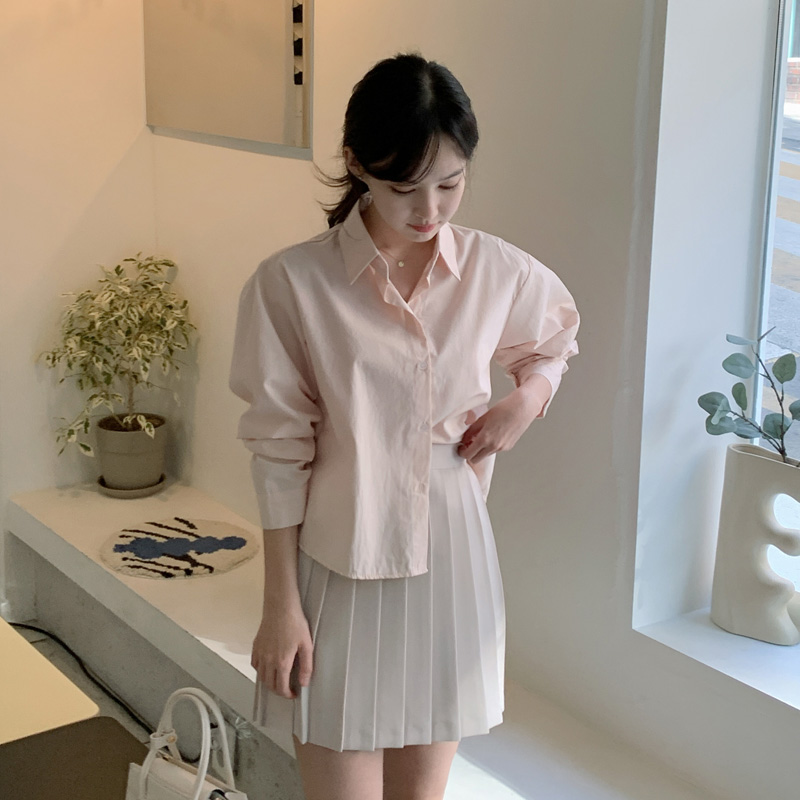 파스텔컬러 루즈핏 크롭 셔츠 bs6778 - 상세 이미지 4