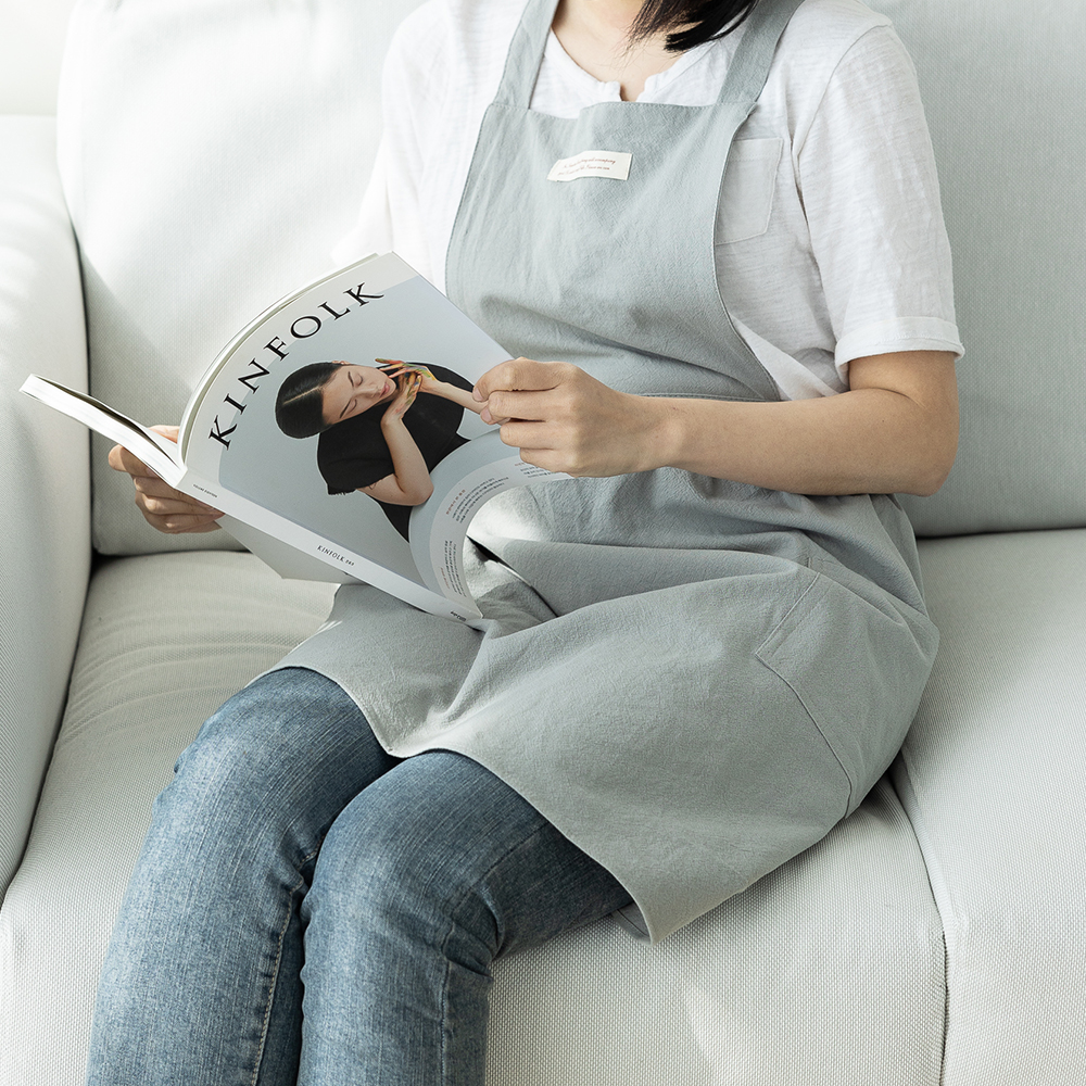 할메이드 원피스형 주방 린넨 네일샵 까페 어린이집 프릴 앞치마