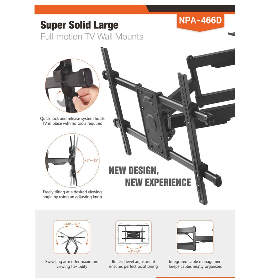 65인치벽걸이브라켓 삼성 벽걸이티비브라켓 대형 모니터  - 상세 이미지 4