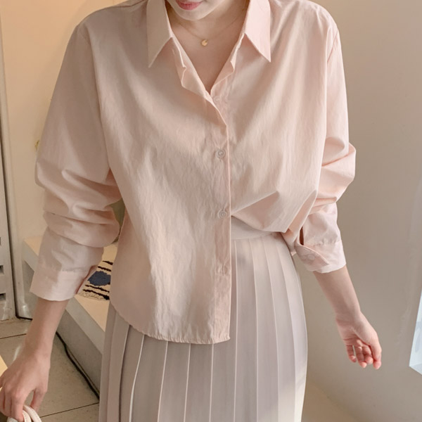 파스텔컬러 루즈핏 크롭 셔츠 bs6778 - 메인 이미지