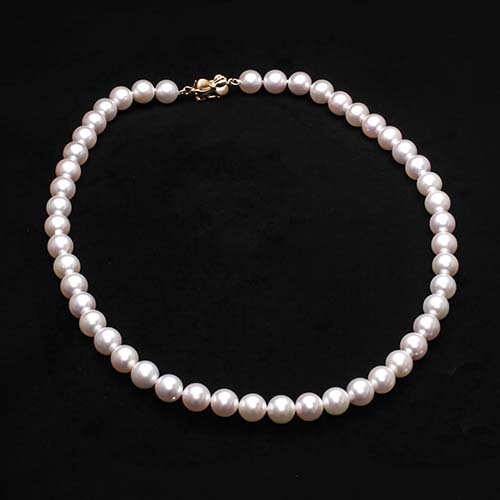 7~7.5mm 아코야 해수 비드 진주목걸이 전체 금장식 - 상세 이미지 2