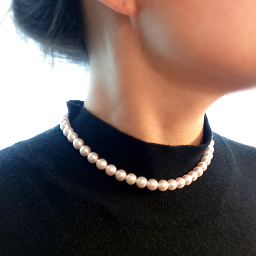 7~7.5mm 아코야 해수 비드 진주목걸이 전체 금장식 - 상세 이미지 5