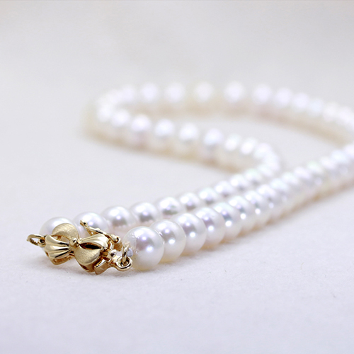7~7.5mm 아코야 해수 비드 진주목걸이 전체 금장식 - 상세 이미지 3