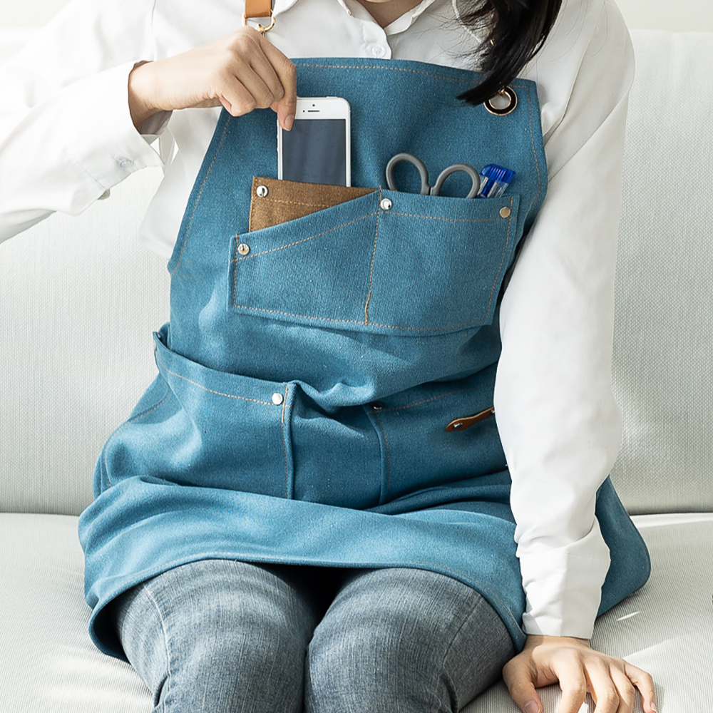 할메이드 바리스타 데님 카페 공장 공방 화방 방수 앞치마