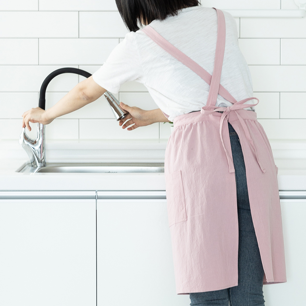 할메이드 원피스형 주방 린넨 네일샵 까페 어린이집 프릴 앞치마