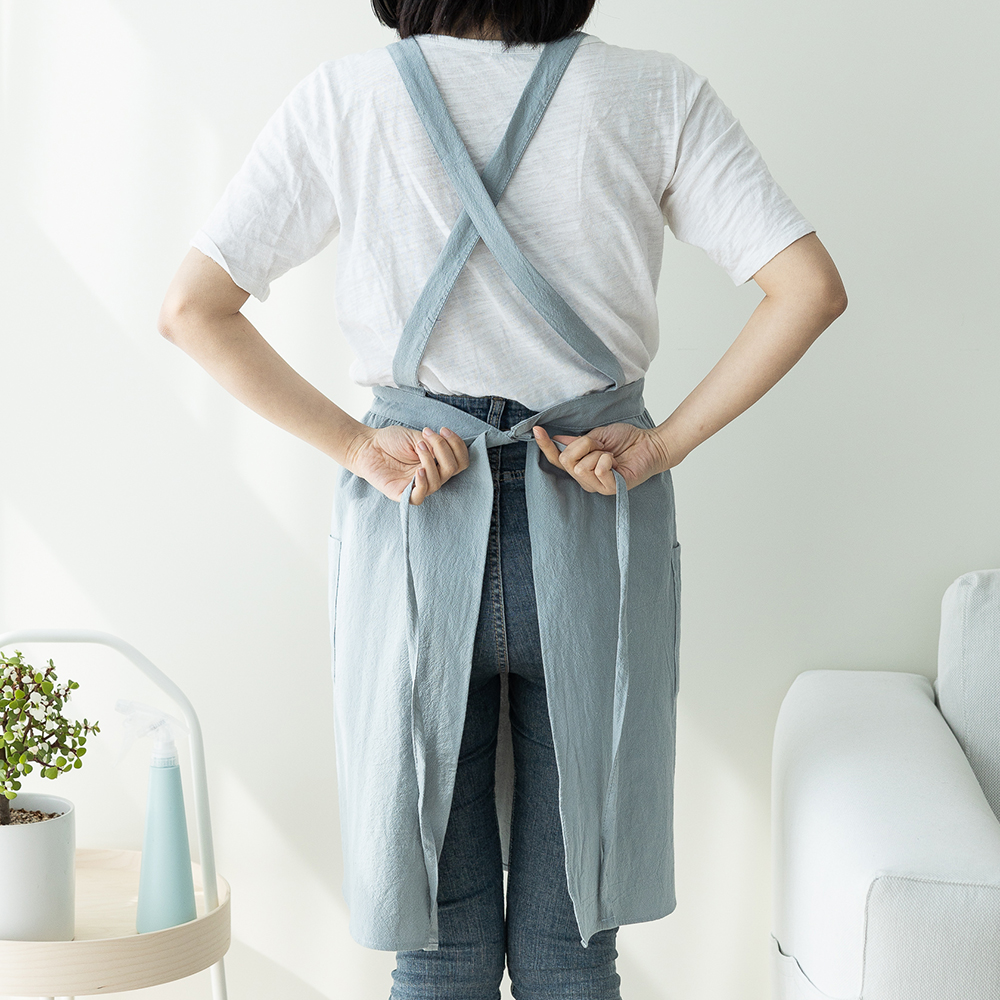 할메이드 원피스형 주방 린넨 네일샵 까페 어린이집 프릴 앞치마