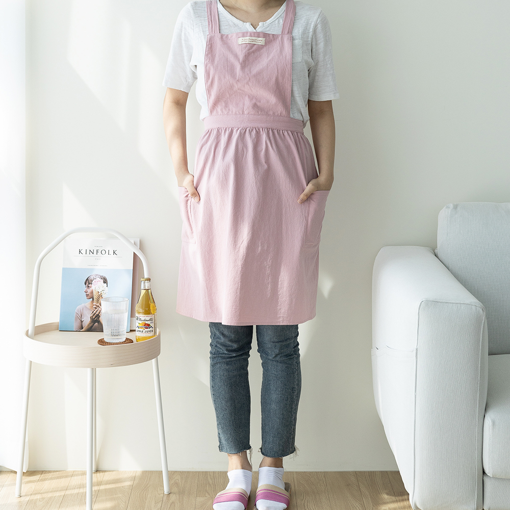 할메이드 원피스형 주방 린넨 네일샵 까페 어린이집 프릴 앞치마