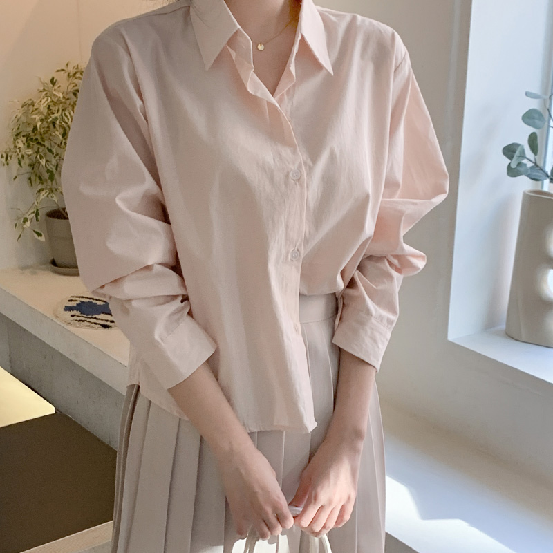 파스텔컬러 루즈핏 크롭 셔츠 bs6778 - 상세 이미지 5