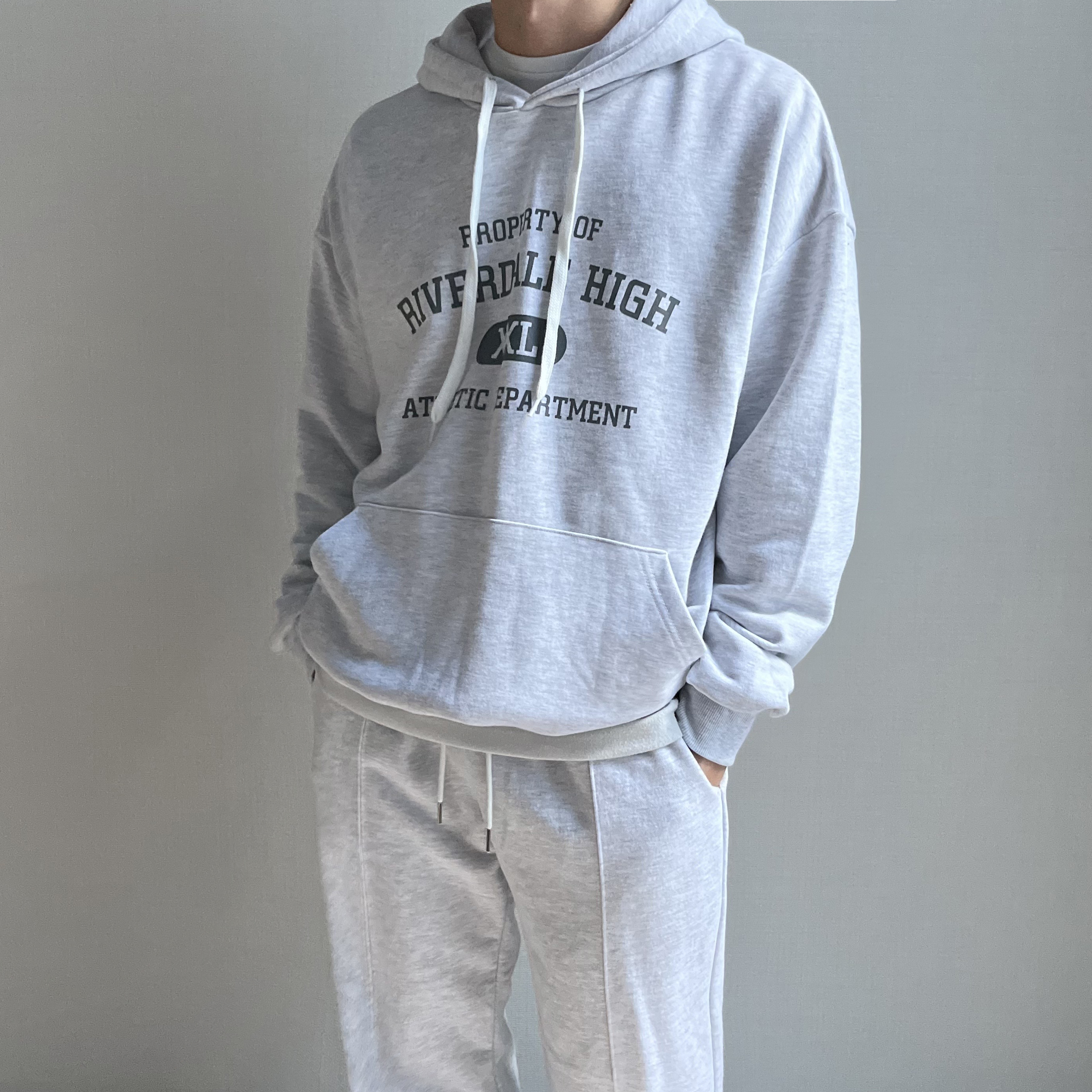 빈티지 오버핏 그레이 회색 레터링 후드티 이미지 2